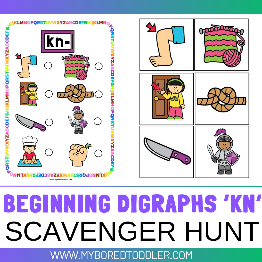 Beginning Digraphs 'KN' Alphabet Scavenger Hunt / Treasure Hunt
