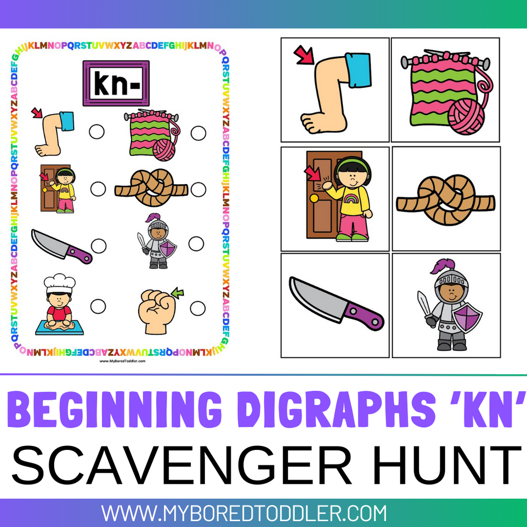 Beginning Diagraphs 'KN' Alphabet Scavenger Hunt / Treasure Hunt