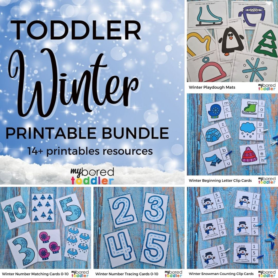 Toddler / Preschool Winter Activity Bundle - Printables, Games, Flash Cards