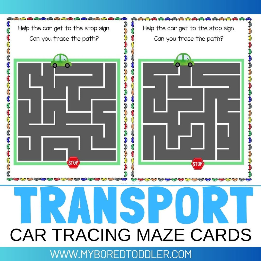Transport Car Maze Sheets
