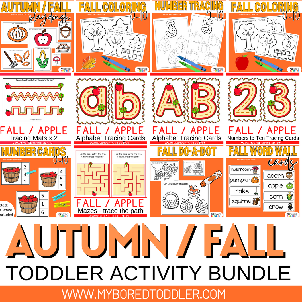 FALL TODDLER / PRESCHOOL PRINTABLE BUNDLE | centers | math | alphabet | games