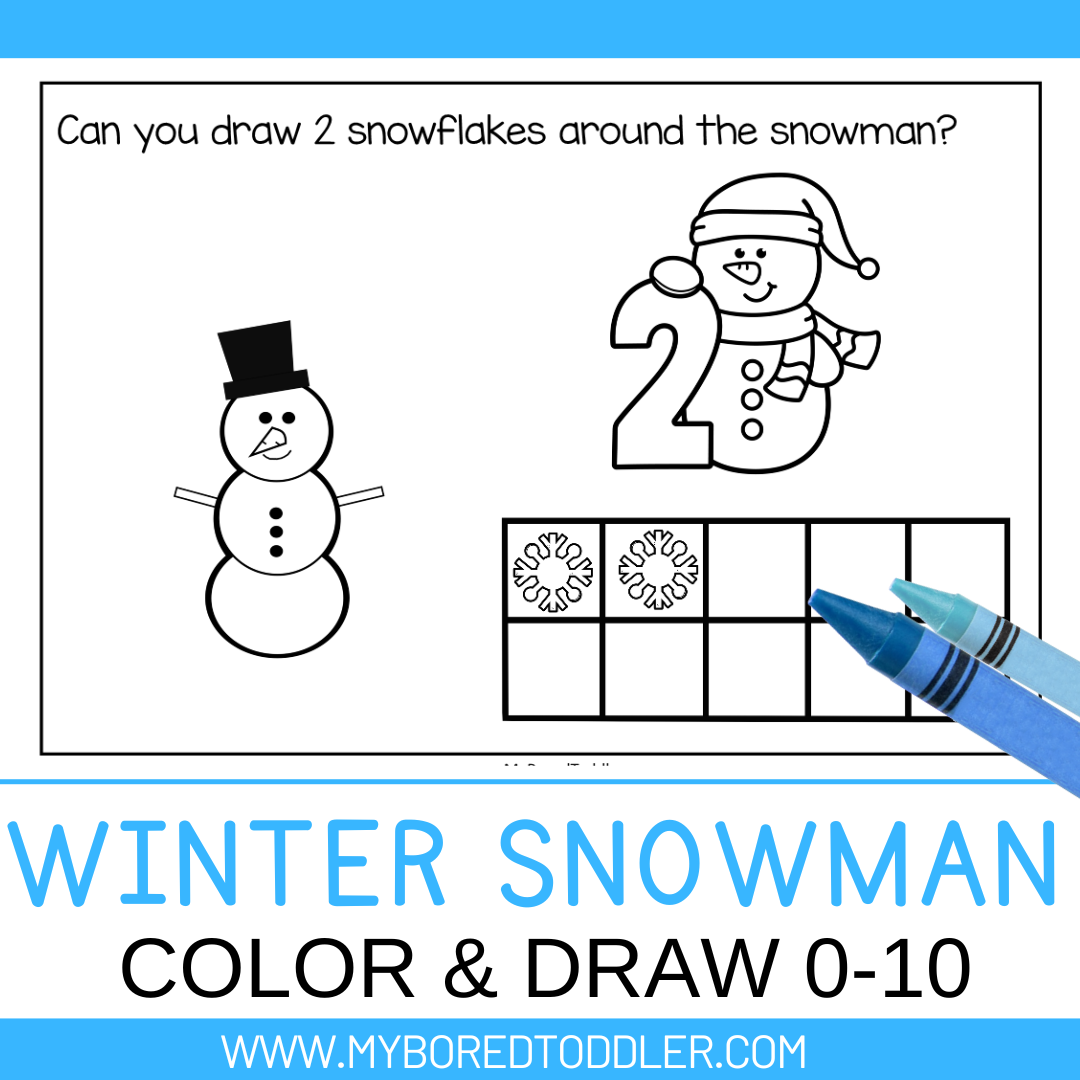 Winter Snowman Number Sheet - Color, Count & Draw