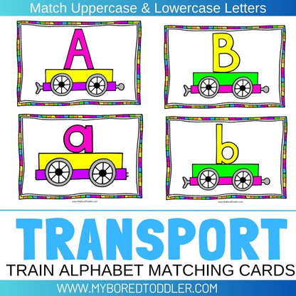 Transport Train Alphabet Matching Cards - Uppercase & Lowercase