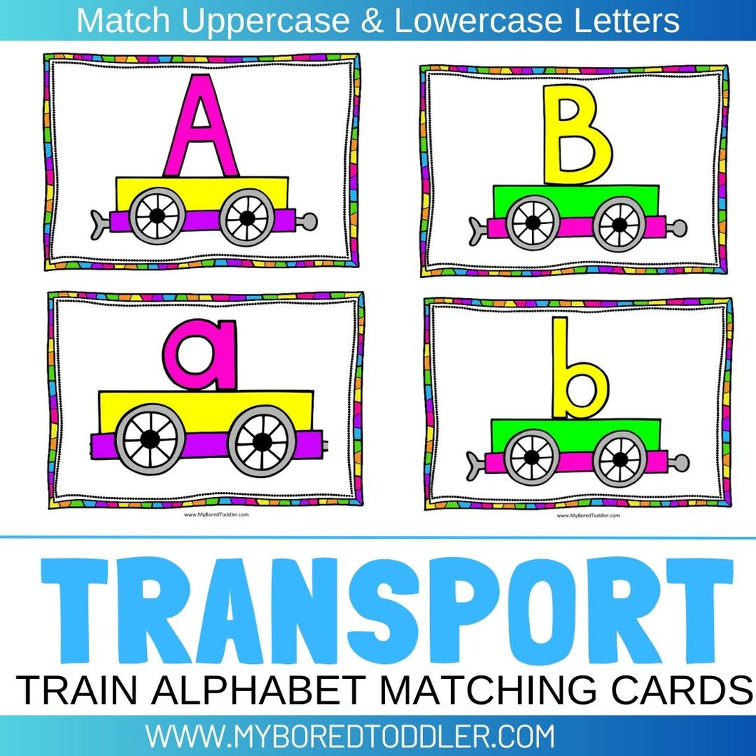 Transport Train Alphabet Matching Cards - Uppercase & Lowercase