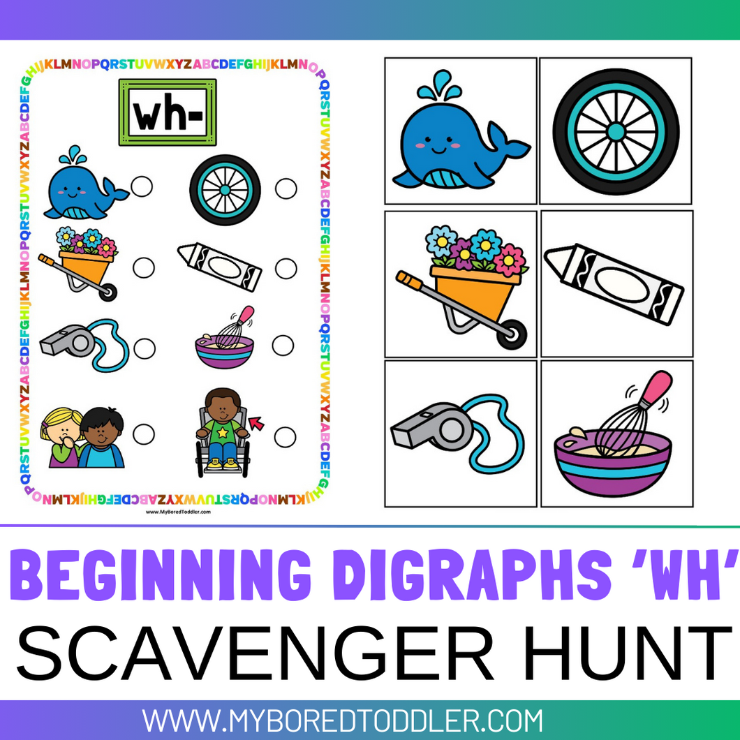 Beginning Digraphs 'WH' Alphabet Scavenger Hunt / Treasure Hunt