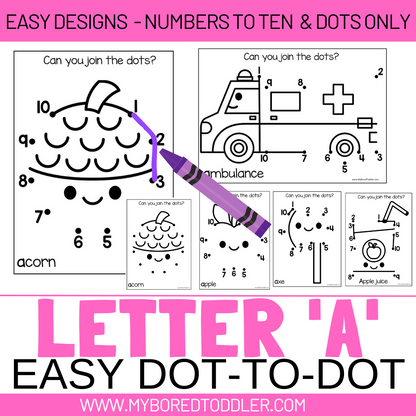 LETTER OF THE WEEK DOT-TO-DOT BUNDLE - (ALPHABET) - EASY DESIGNS