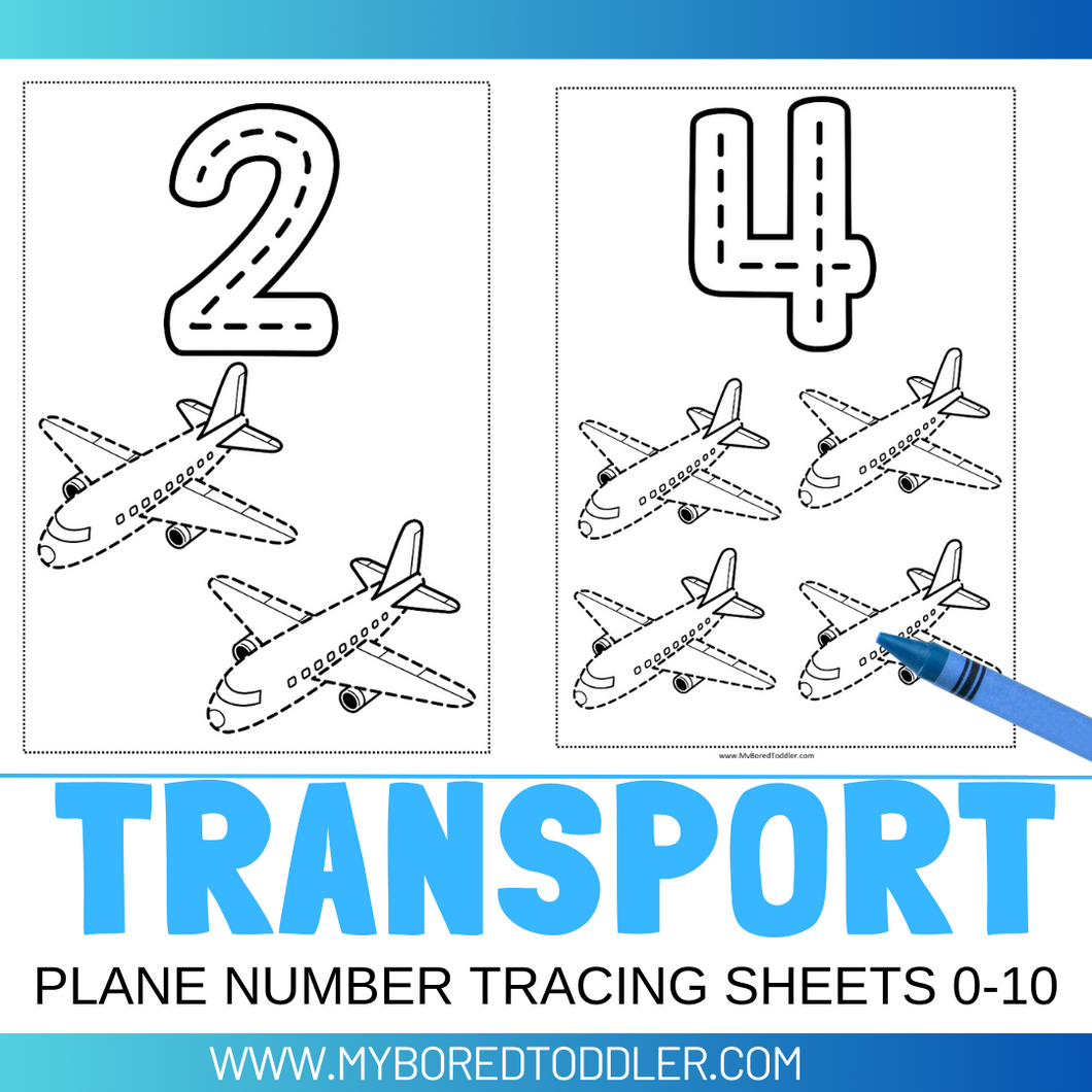 Planes Tracing Sheets - Numbers 0-10