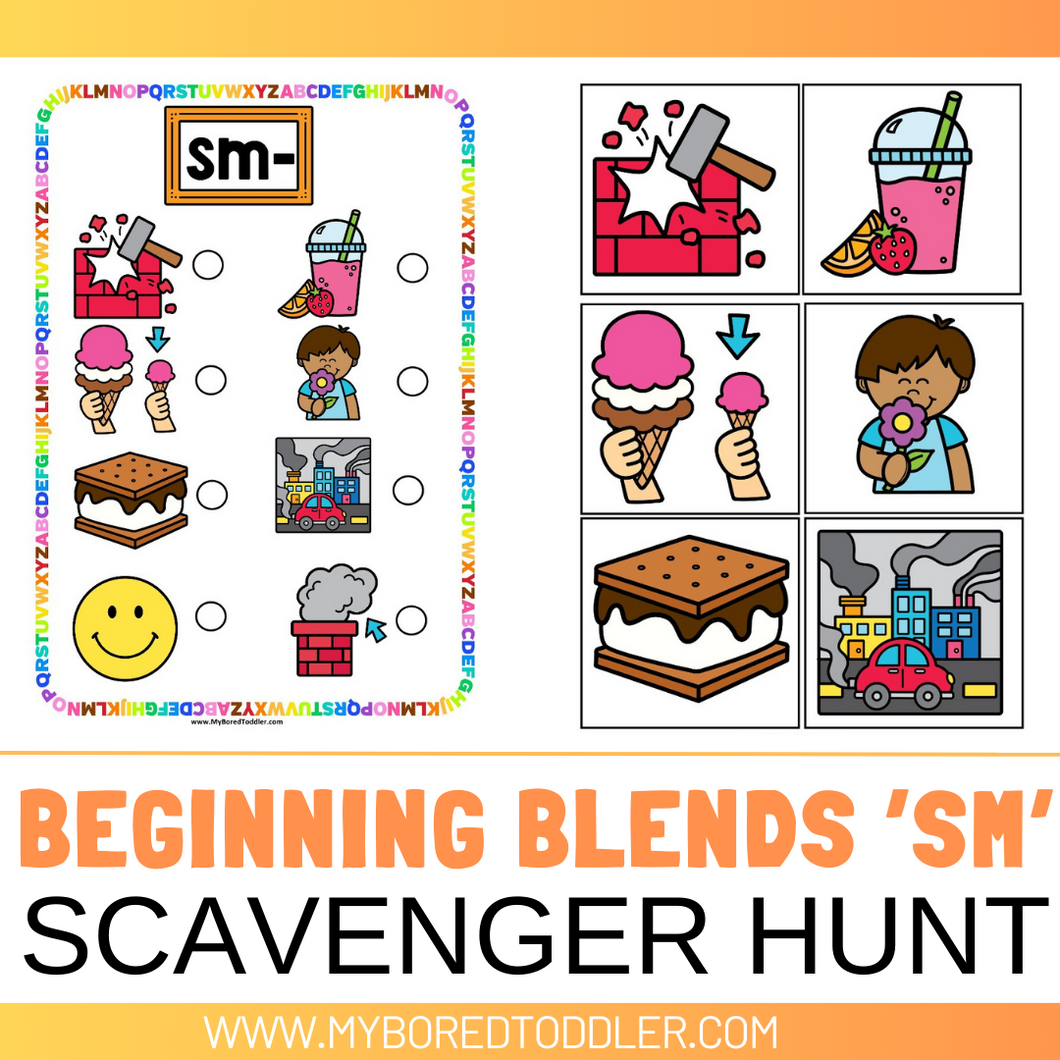 Beginning Blends 'SM' Alphabet Scavenger Hunt / Treasure Hunt