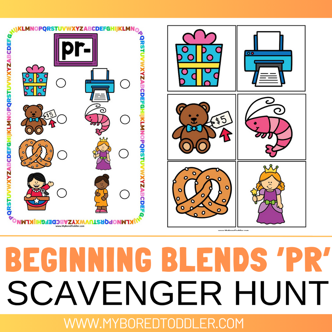 Beginning Blends 'PR' Alphabet Scavenger Hunt / Treasure Hunt