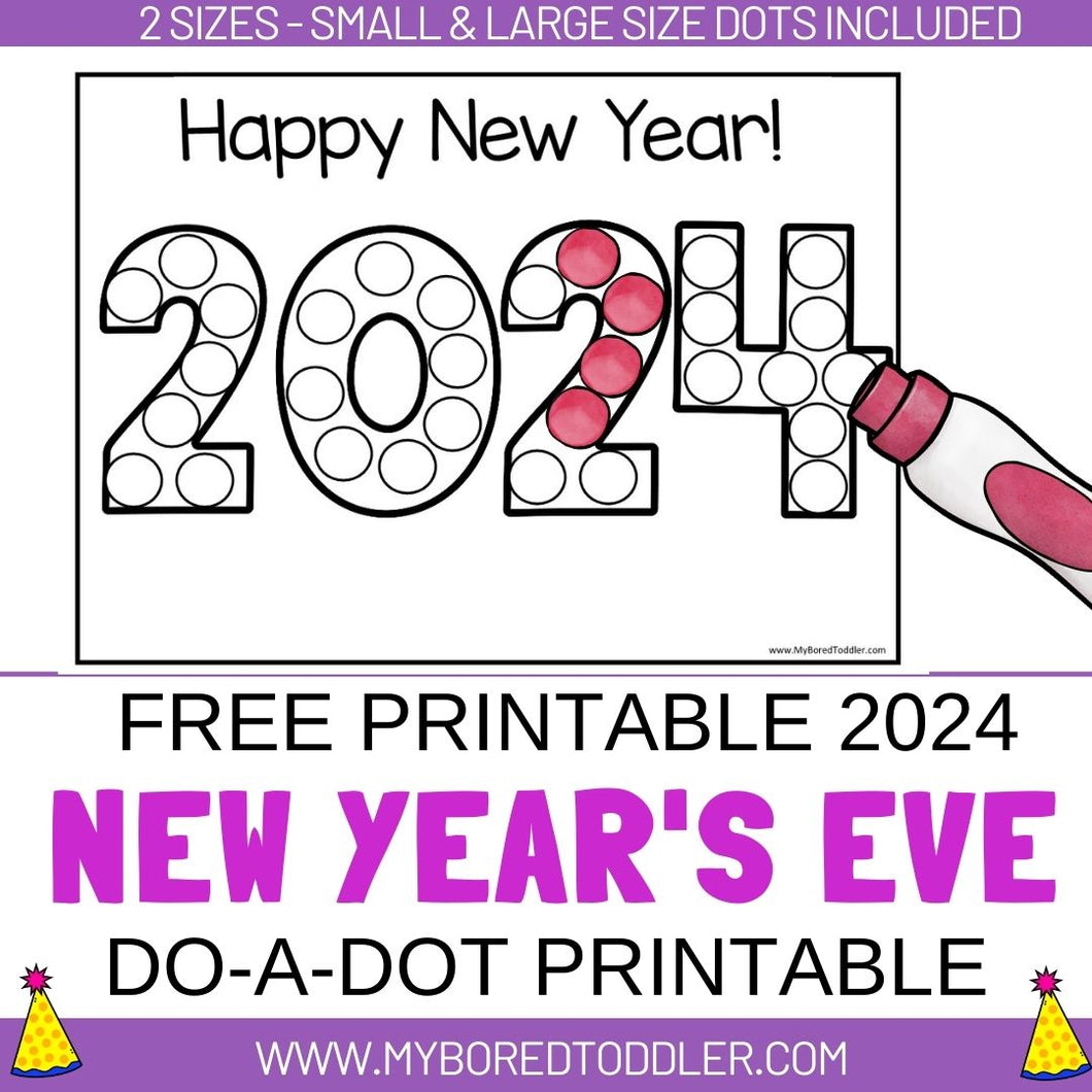 New Year's Eve 2024 Dot Printable - 2 dot sizes FREE