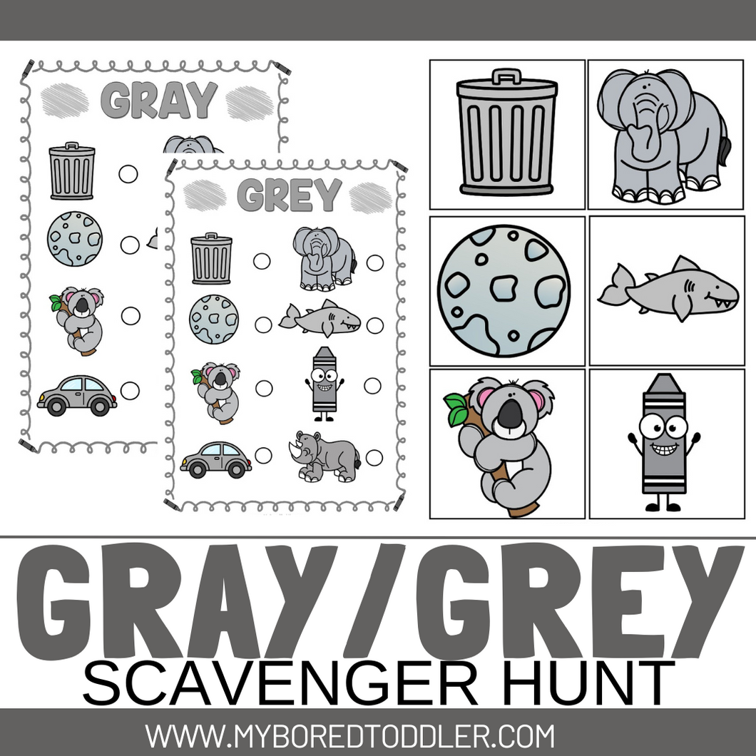 GRAY / GREY color scavenger hunt