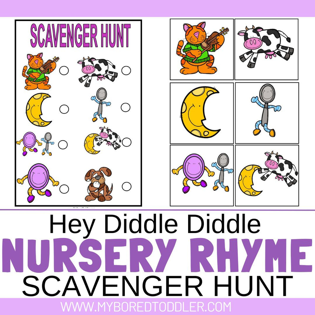 Hey Diddle Diddle Nursery Rhyme Scavenger Hunt
