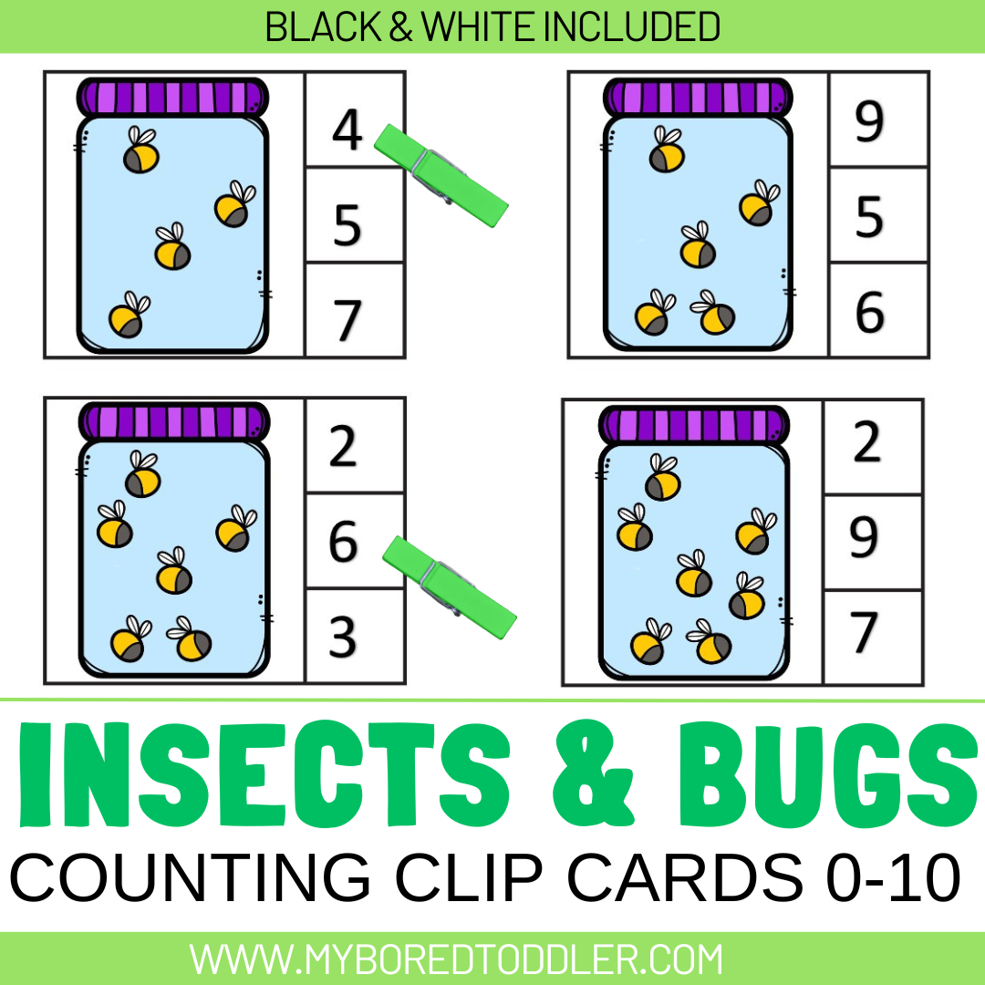 Insects & Bugs Counting Clip Cards 0-10 Bugs in Jar – My Bored Toddler