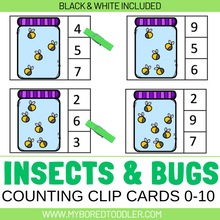 Load image into Gallery viewer, Insects &amp; Bugs Counting Clip Cards 0-10 Bugs in Jar
