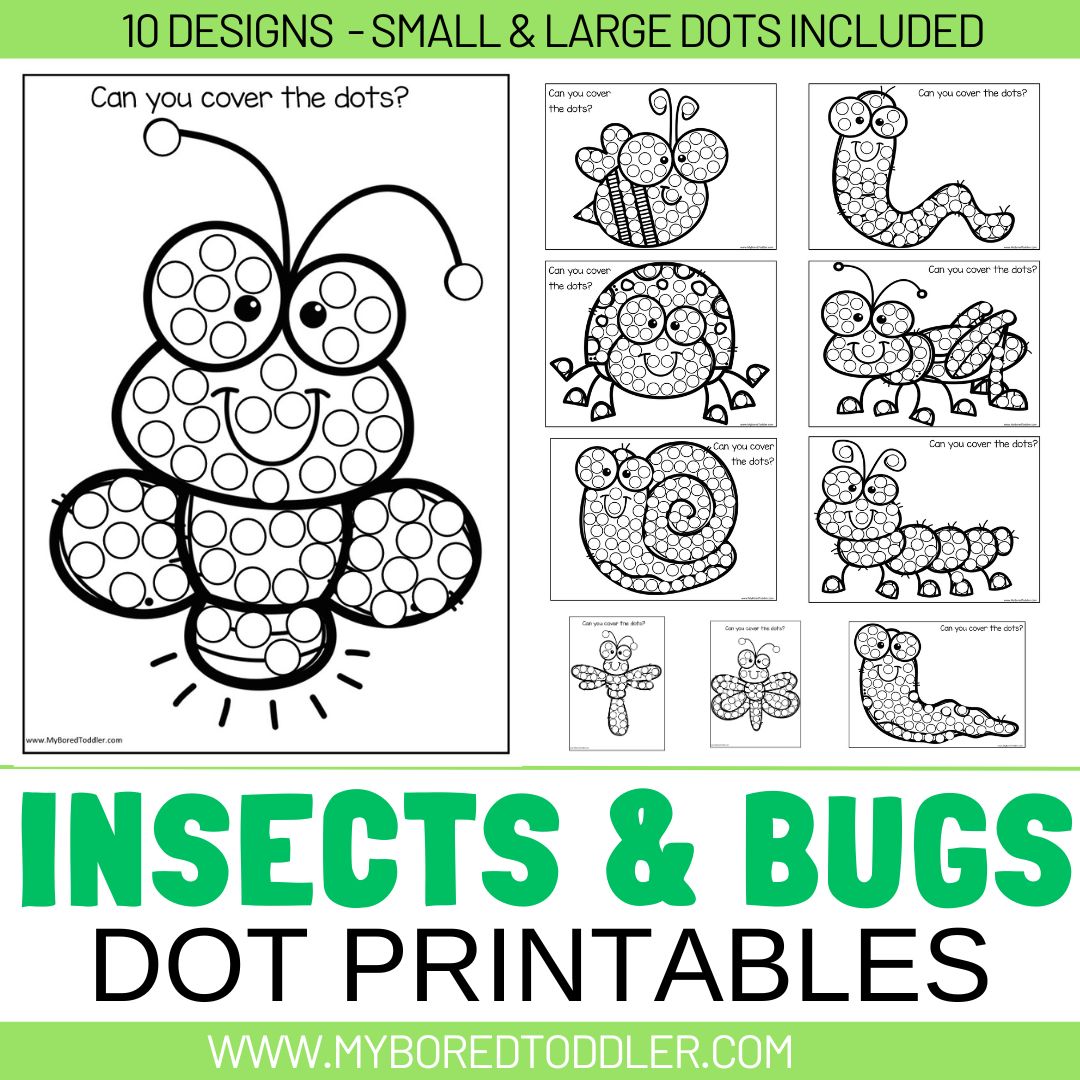 Tiddle Insect Insects & Bugs Dot Printables 2 Sizes – My Bored Toddler