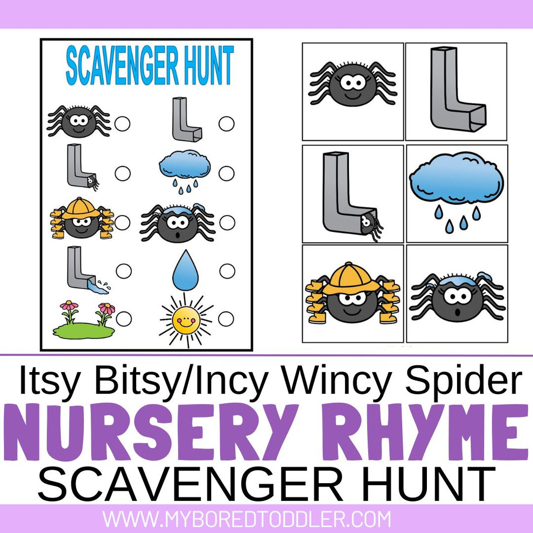 Itsy Bitsy Spider / Incy Wincy Spider Nursery Rhyme Scavenger Hunt