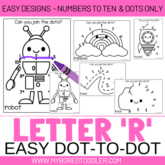 Alphabet - Letter R Dot-to-Dot - 2 Designs