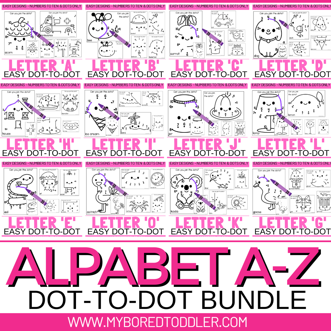 LETTER OF THE WEEK DOT-TO-DOT BUNDLE - (ALPHABET) - EASY DESIGNS