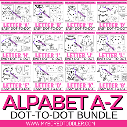LETTER OF THE WEEK DOT-TO-DOT BUNDLE - (ALPHABET) - EASY DESIGNS
