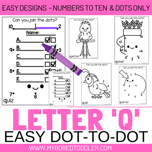 Alphabet - Letter Q Dot-to-Dot - 2 Designs