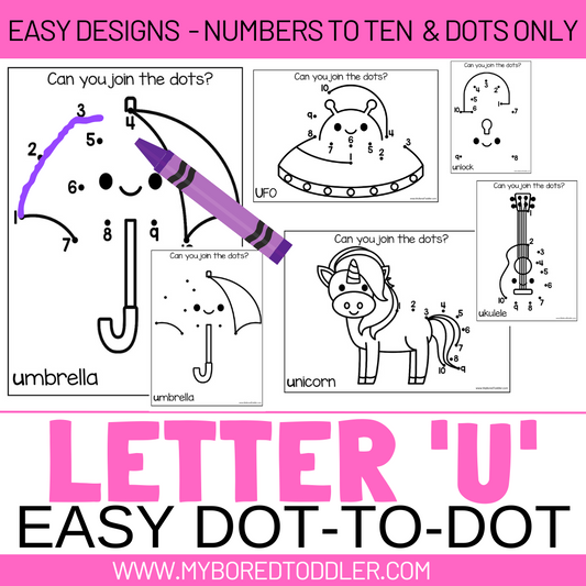 Alphabet - Letter U Dot-to-Dot - 2 Designs