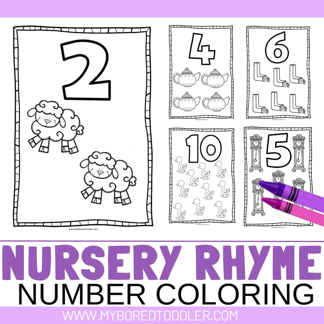 Nursery Rhyme Coloring Sheets - Numbers 0-10