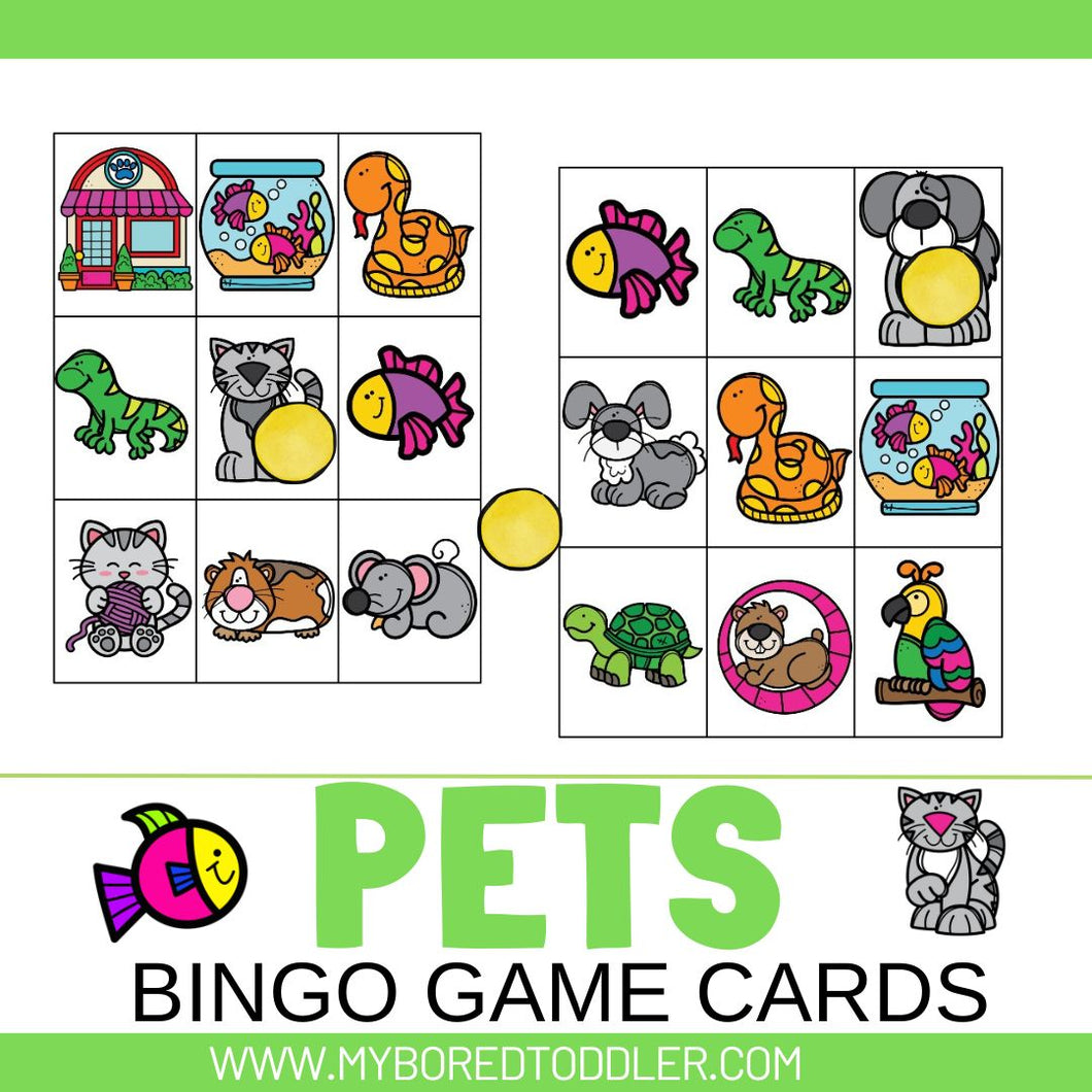 PETS - Bingo game 4 cards & calling cards