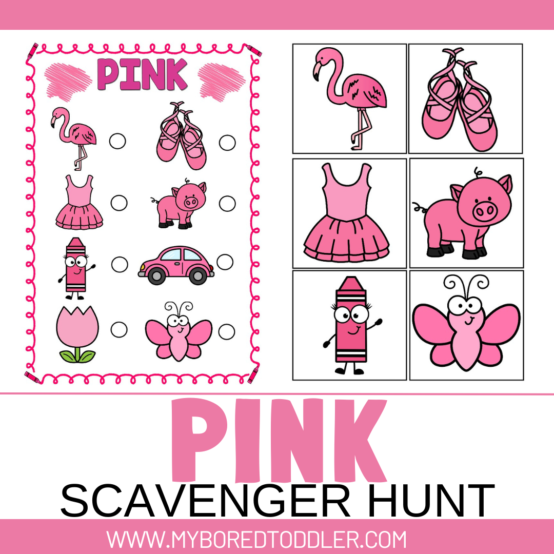 PINK colors scavenger hunt – My Bored Toddler