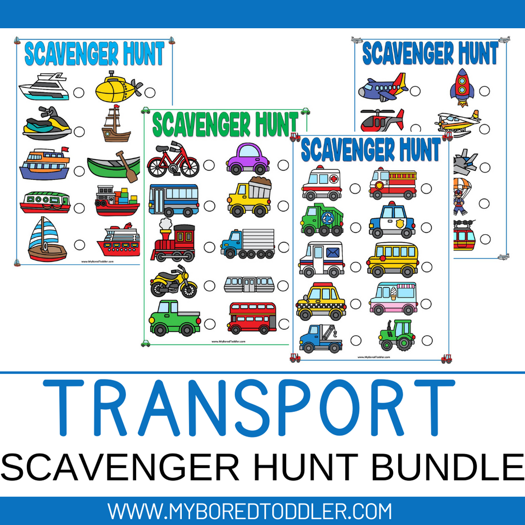 Transport Scavenger Hunt / Treasure Hunt Air, Water, Land