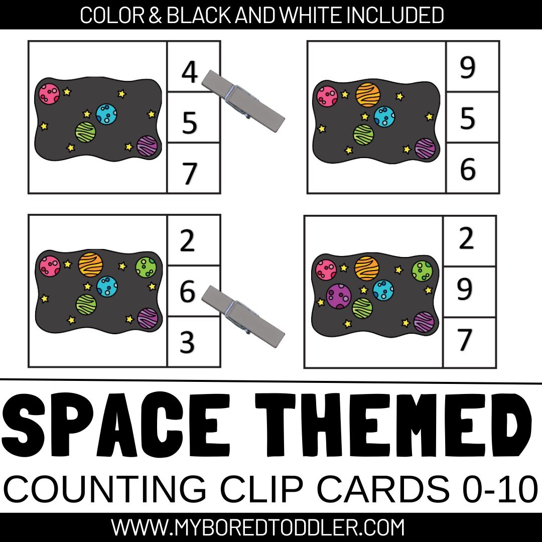 SPACE - Planets Counting Clip Cards