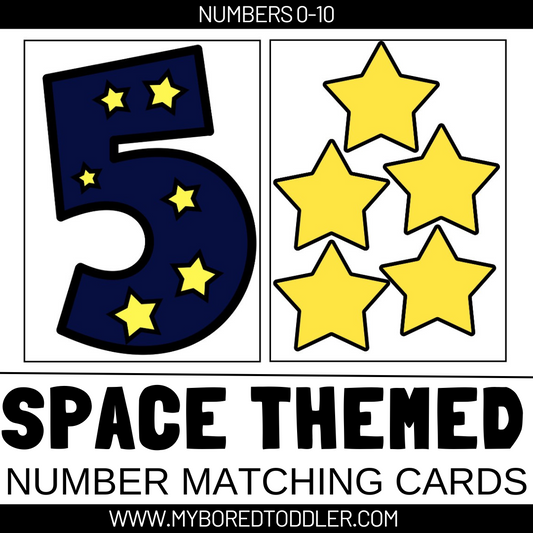 SPACE themed star number matching cards 0-10