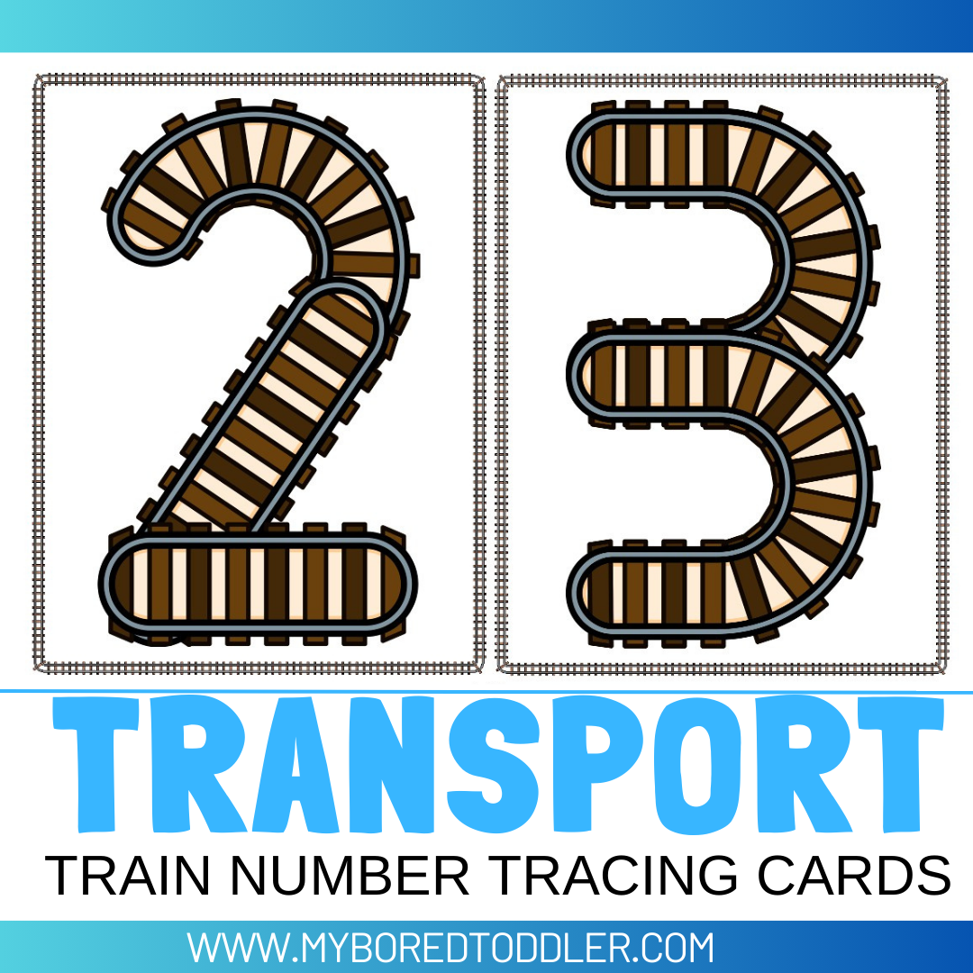 Process Tracking Graphics Train Transport Train Track Number Tracing Cards 0-10 – My Bored Toddler