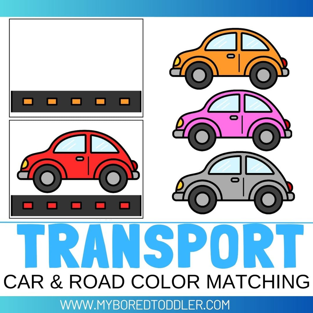 Car & Road Color Matching Cards - Transport Theme
