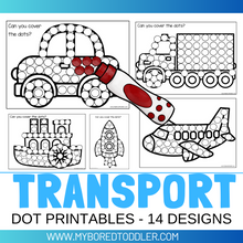 Load image into Gallery viewer, TRANSPORT Dot Printables - Cars, Trucks, Planes
