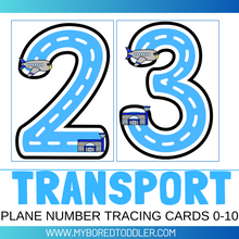 Load image into Gallery viewer, Transport Planes Number Tracing Cards 0-10
