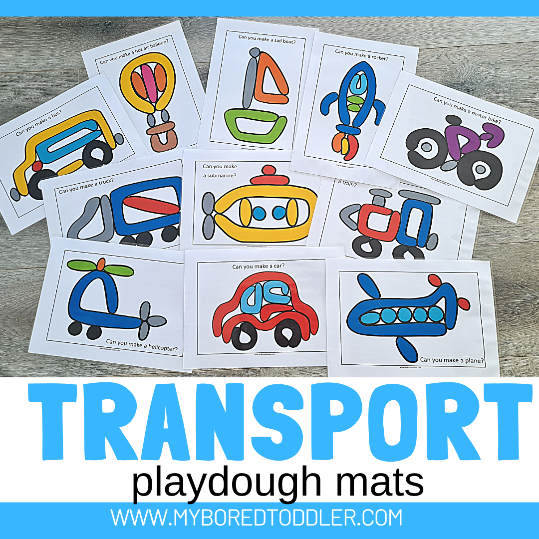 Transport Themed Playdough / Playdoh Mats Color & Black & White