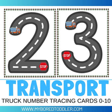 Load image into Gallery viewer, Transport Truck Number Tracing Sheets 0-10
