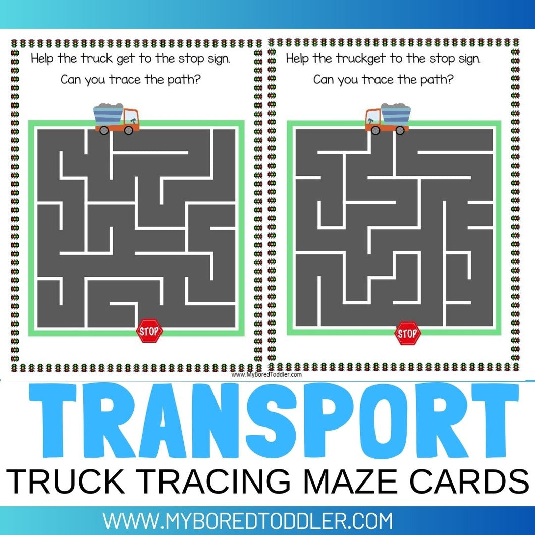 Transport Truck Maze Sheets
