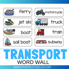 Load image into Gallery viewer, Transport Word Wall Printable
