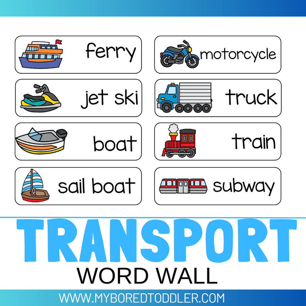 Transport Word Wall Printable