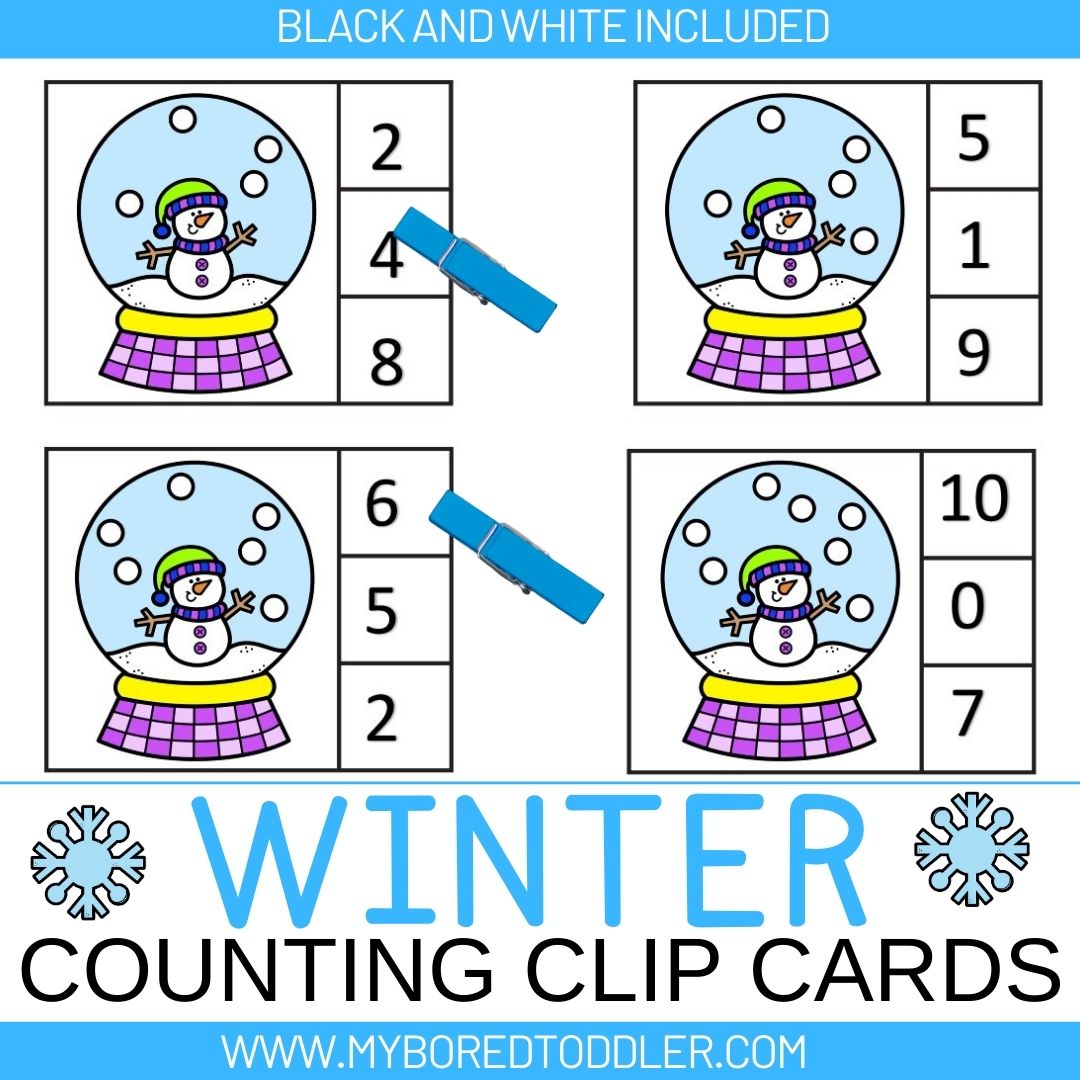 Winter - Snowglobe & Snowball Counting Clip Cards 0-10