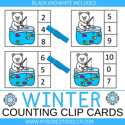Winter - Polar Bear Counting Clip Cards 0-10