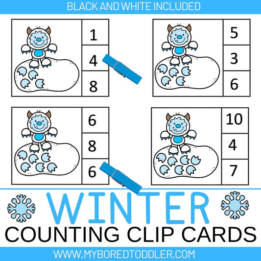 Winter - Yeti Counting Clip Cards 0-10