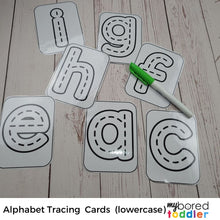 Load image into Gallery viewer, Alphabet Tracing Cards Lowercase Black &amp; White
