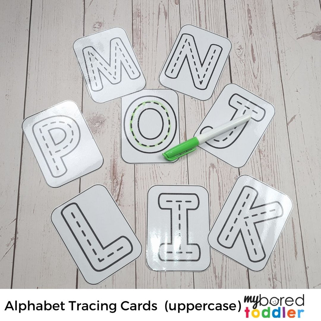 Alphabet Tracing Cards Uppercase Black & White