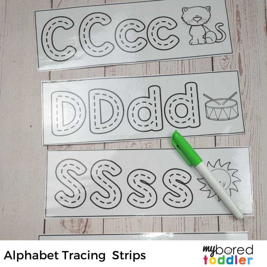 Alphabet Tracing Strips Black and White