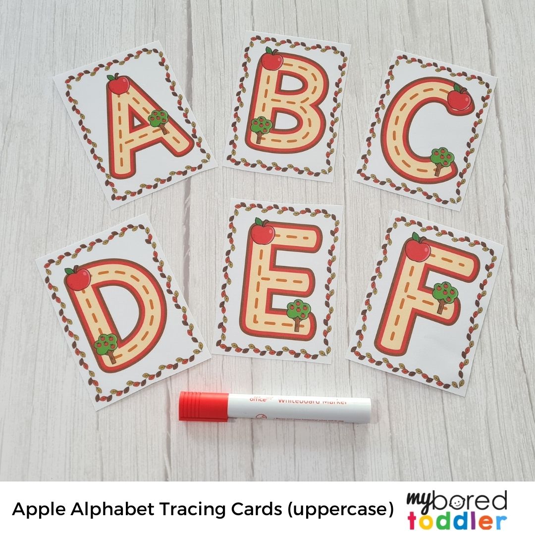 Autumn / Fall Apple Alphabet Tracing Cards (uppercase)