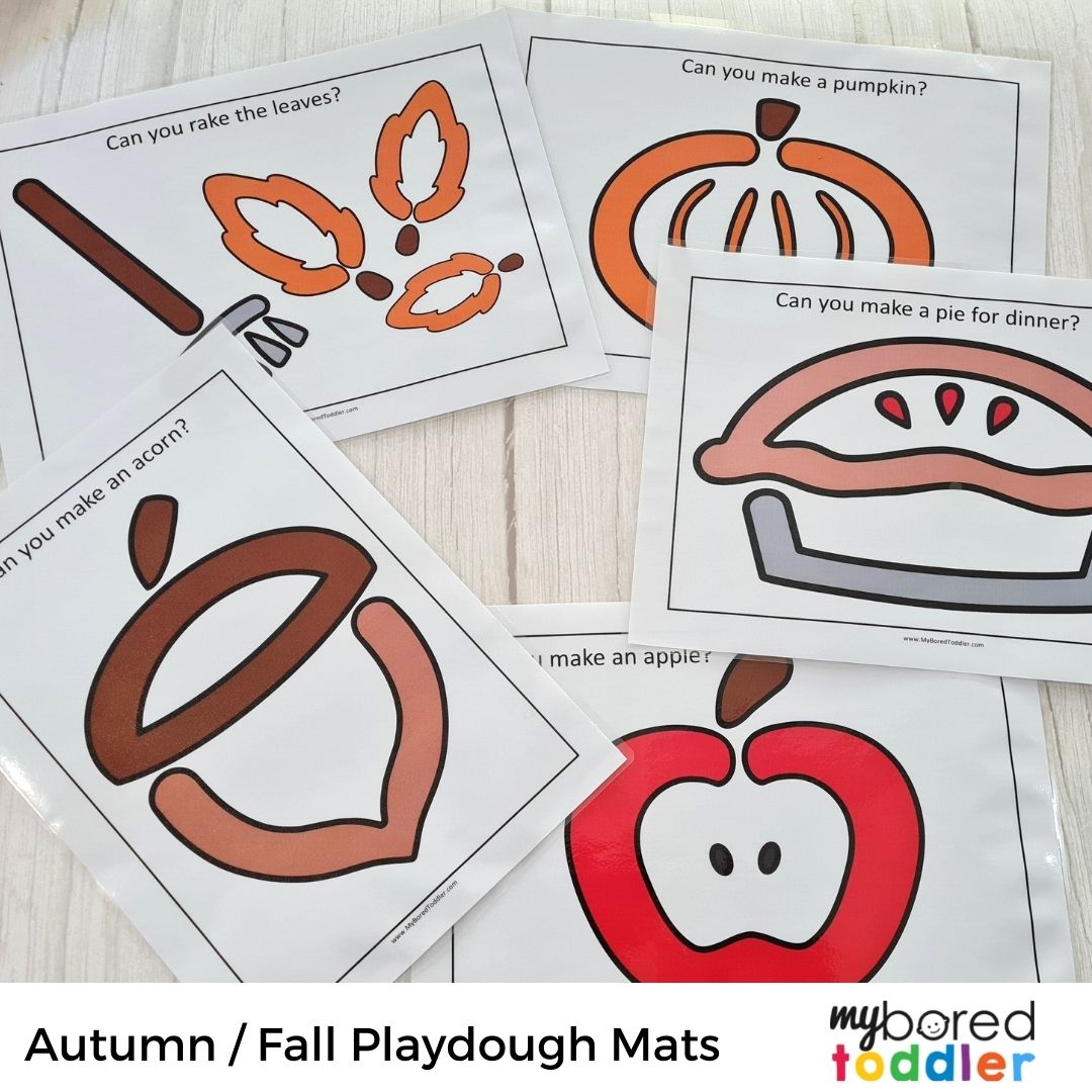 Autumn / Fall Playdough Mats Color & Black & White