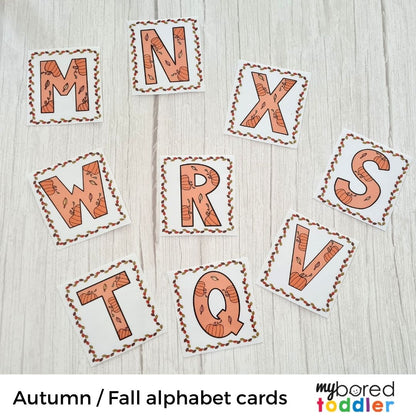 Autumn / Fall Alphabet Flashcards - Uppercase & Lowercase