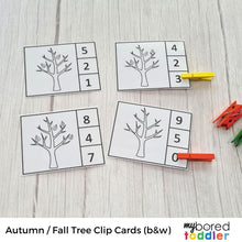 Load image into Gallery viewer, Autumn / Fall Leaf Counting Clip Cards 0 - 10 Color &amp; Black &amp; White
